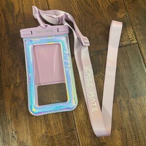 Case-Mate Purple Pink Iridescent Waterproof Phone Pouch with Lanyard